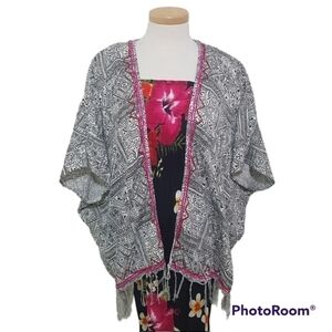 Billabong Kimono Swim Cover Up With Fringe